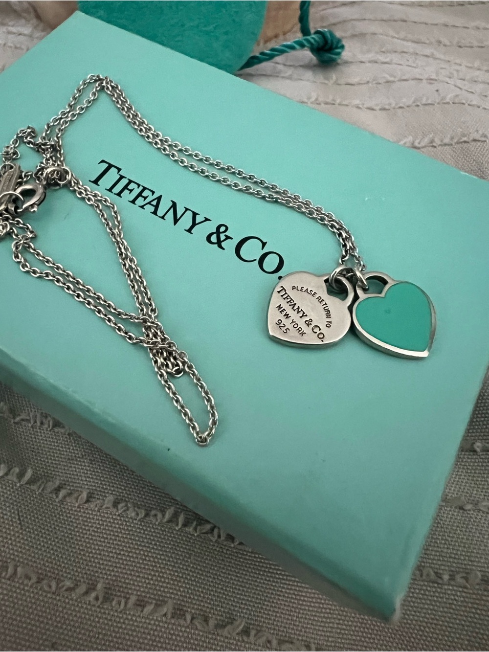Tiffany & Co. Silver Mini Double Heart Pendant Necklace - Picture 2 of 9